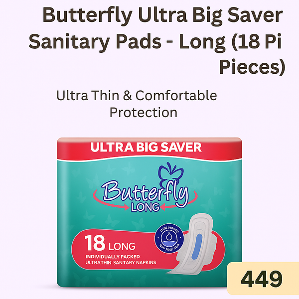 Butterfly Ultra Big Saver Sanitary Pads - Long (18 Pieces) | Ultra Thin & Comfortable Protection
